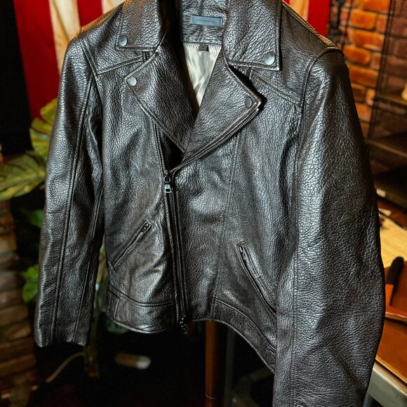 JOHN VARVATOS 25th Anniversary Silver Foil Leather Moto Jacket sz48 - Picture 2 of 12